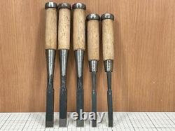 Unused Japanese Vintage Carpenter Tool Chisel Nomi Woodworking 5-piece set