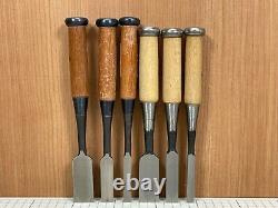 Unused Japanese Vintage Carpenter Tool Chisel Nomi Woodworking 6-piece set