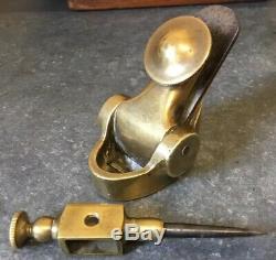 Unusual Old Antique Bronze Small Miniature Woodwork Plane + Trammel Head