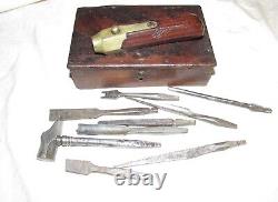 Unusual / Rare 19thC gentlemans tool kit in box antique tool woodworking