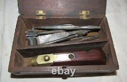 Unusual / Rare 19thC gentlemans tool kit in box antique tool woodworking