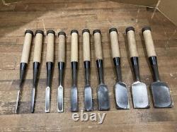 Used Kiyohisa Chisel Set Of 10 Wood Carpentry Tool With Box Very Rare Item