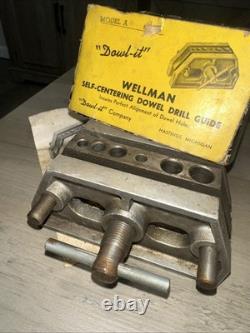 VINTAGE Dowl-It Wellman Self-Centering Dowel Drill Guide Model A Woodworking