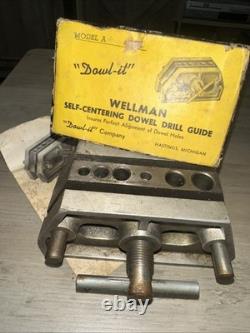 VINTAGE Dowl-It Wellman Self-Centering Dowel Drill Guide Model A Woodworking