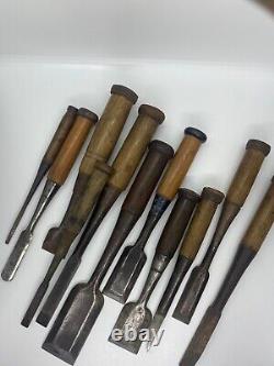 VINTAGE Japanese Woodworking Tool CHISEL set of 11