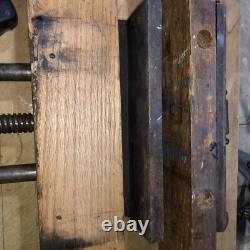 VTG COLUMBIAN 3-C CLEVELAND Under Bench Woodworking Wood Vise Clamp Tool Cast