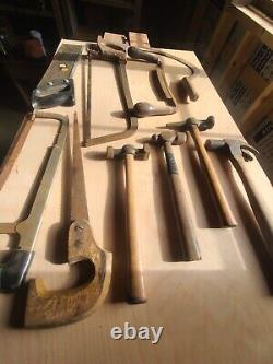 VTG LOT OF 10 CARPENTERS WOODWORKING TOOLS SAWS PLANES, Atkins, Great, HAMMERS