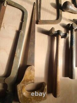 VTG LOT OF 10 CARPENTERS WOODWORKING TOOLS SAWS PLANES, Atkins, Great, HAMMERS