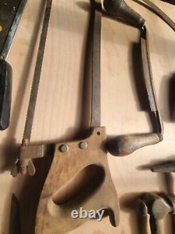 VTG LOT OF 10 CARPENTERS WOODWORKING TOOLS SAWS PLANES, Atkins, Great, HAMMERS