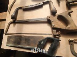 VTG LOT OF 10 CARPENTERS WOODWORKING TOOLS SAWS PLANES, Atkins, Great, HAMMERS