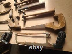 VTG LOT OF 10 CARPENTERS WOODWORKING TOOLS SAWS PLANES, Atkins, Great, HAMMERS