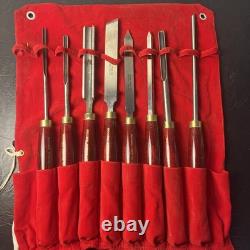 VTG LOT Of 8 Record Power HHS Standard Woodturning Chisels Woodworking Set HTF