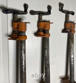 VTG Pony/Jorgensen 60in Woodworking Cast Iron Pipe Clamps Made in USA