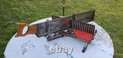 Vintage Adjustable Miter Box with Saw USA Made Woodworking Tool Estate Find