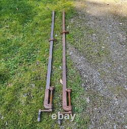 Vintage Antique EC Stearns & Company Bar Clamp Woodworking 72 Set of 2 working