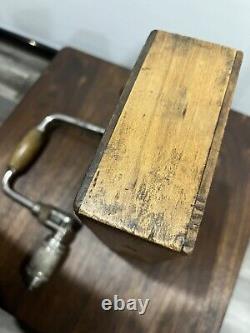 Vintage Antique Stanley Brace 945 Auger Drill Bit Set Wood Box Woodworking Tools