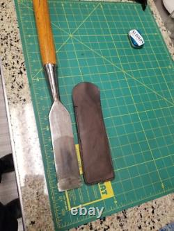 Vintage Antique Timber 2 Framing Slick Chisel Woodworking With Leather Sheath