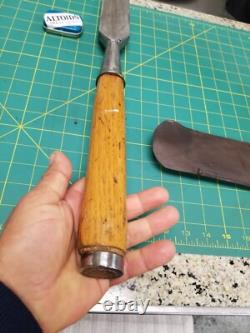 Vintage Antique Timber 2 Framing Slick Chisel Woodworking With Leather Sheath