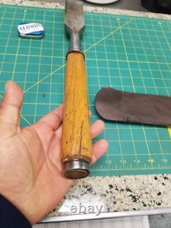 Vintage Antique Timber 2 Framing Slick Chisel Woodworking With Leather Sheath