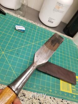 Vintage Antique Timber 2 Framing Slick Chisel Woodworking With Leather Sheath
