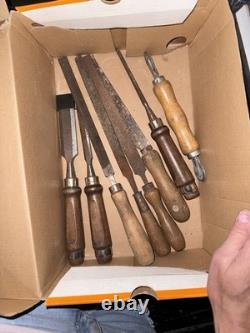 Vintage Antique Wood Chisel Tools For Woodworking Lot Of 10