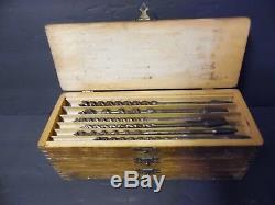 Vintage Antique Woodworking Drill Auger Bits (13) In Wooden Box
