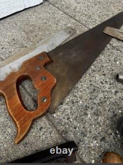 Vintage Antique Woodworking Tool Lot- Disston, Palmgren, Sargent, plane, drill, saw