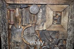 Vintage Assemblage Salvaged Wood Tools Parts Brutalist MCM Sculpture Wall Art