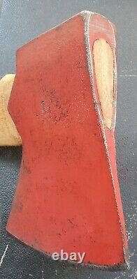 Vintage Axe Ax C34 Red Head 6.5x5.5 Long Handled Fireman Firefighter Woodwork
