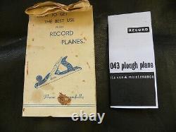 Vintage Boxed Record No 043 Plough Plane Complete (130)
