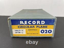Vintage Boxed Record No. 20 Circular Compass Plane, Unused, Woodwork Tool