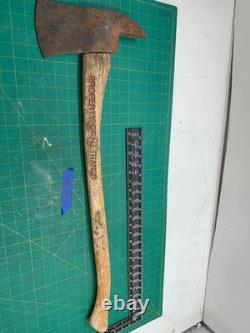 Vintage Broad Axe with Curved Hickory Handle Barn Find Woodworking Tool