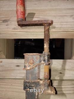 Vintage C. T. Co. 72 Ft Bar Clamp Heavy Duty Woodworking Tool Red Handle
