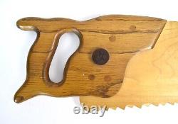 Vintage Carved Woodworker Handmade Set of Tools Saw Hammer T-Square signed TJK