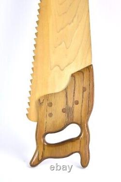 Vintage Carved Woodworker Handmade Set of Tools Saw Hammer T-Square signed TJK