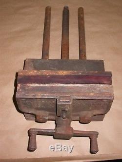Vintage Columbian Woodworkers Bench Vise # 3-CD 22 Long 10 Wide 12 Opening