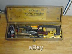 Vintage Economy Gentlemans Tool Box Wood Working Tools Chisel Lane Stanley Buck