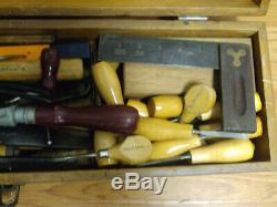 Vintage Economy Gentlemans Tool Box Wood Working Tools Chisel Lane Stanley Buck