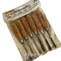 Vintage Footprint 6pc Carving Tool Set Sheffield England Chisels Woodworking
