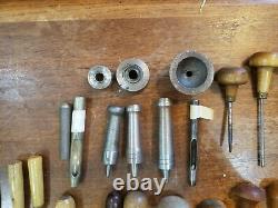 Vintage Graver set for woodworking and grommet setting punches with base tools