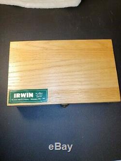 Vintage IRWIN AUGER BIT SET Wooden Box 13pcs CARPENTER WOODWORKING Manual