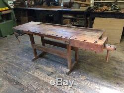 Vintage Industrial Woodworker's / Carpenter's Workbench / Clamp Station