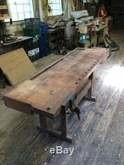 Vintage Industrial Woodworker's / Carpenter's Workbench / Clamp Station