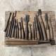 Vintage Japanese Chisel Lot 19pcs Nomi Carpentry Tool Junk Showa Era DIY Set