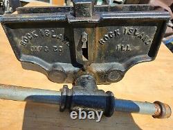 Vintage Large Rock Island Under Bench Woodworkers Vise