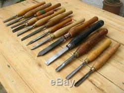 Vintage Large Woodturning Chisels woodwork carpentry crown cryo marples x 13