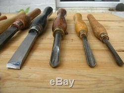 Vintage Large Woodturning Chisels woodwork carpentry crown cryo marples x 13