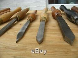 Vintage Large Woodturning Chisels woodwork carpentry crown cryo marples x 13