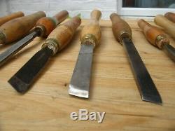 Vintage Large Woodturning Chisels woodwork carpentry crown cryo marples x 13