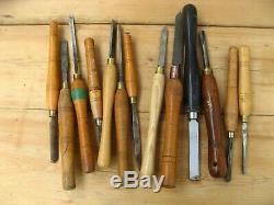 Vintage Large Woodturning Chisels woodwork carpentry crown cryo marples x 13